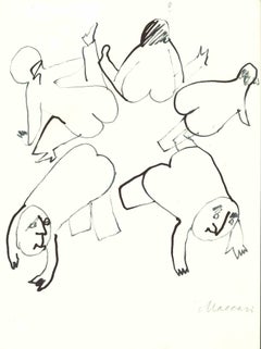 The Circle - Drawing by Mino Maccari - Mid 20th century