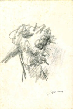 The Profile - Original Drawing by Mino Maccari - Mid-20th Century