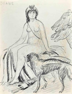Diana Goddess - Original Drawing - Early 20th Century