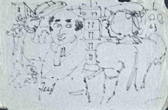 Vintage The Couple -  Drawing by Mino Maccari - Mid-20th Century