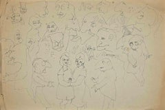 The Dancing Folk - Drawing by Mino Maccari - Mid-20th Century