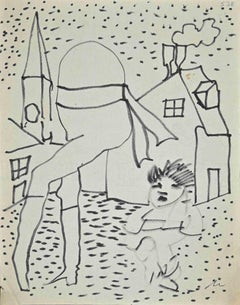 Vintage The Seduce of City - Drawing by Mino Maccari - Mid-20th Century