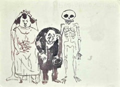 The Waiting Death – Zeichnung von Mino Maccari – Mitte des 20. Jahrhunderts