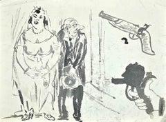 The Waiting Death - Drawing by Mino Maccari - Mid-20th Century