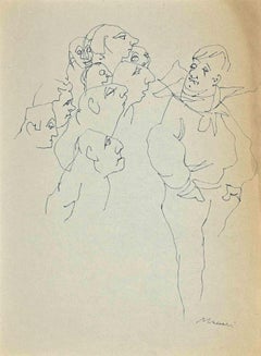 The Gaze -  Drawing by Mino Maccari - Mid-20th Century