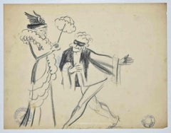 Actors - Original Drawing by Bernard Bécan - mid-20th Century