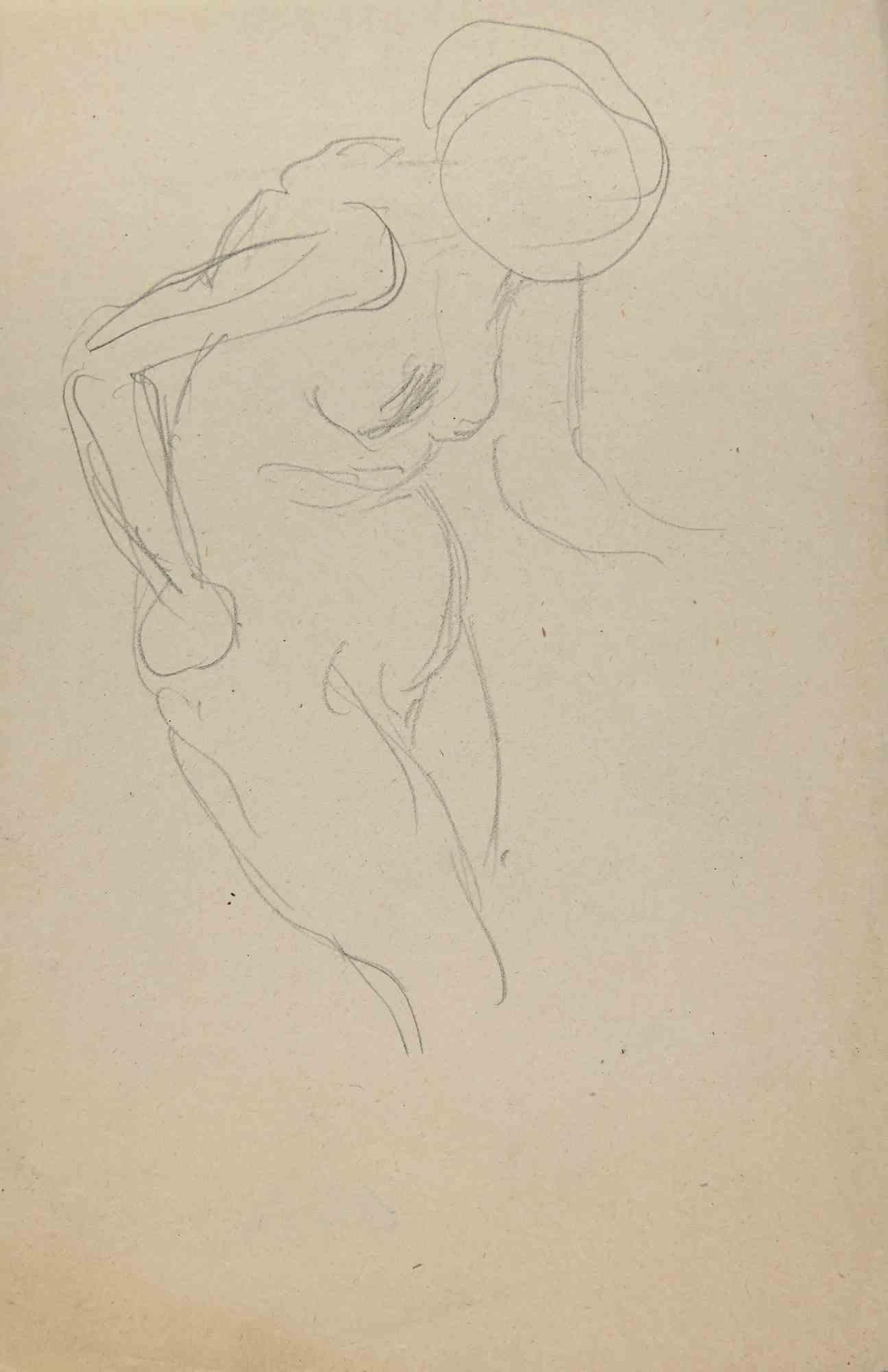 The Posing Nude - Original Drawing - Early 20th Century - Art by Unknown