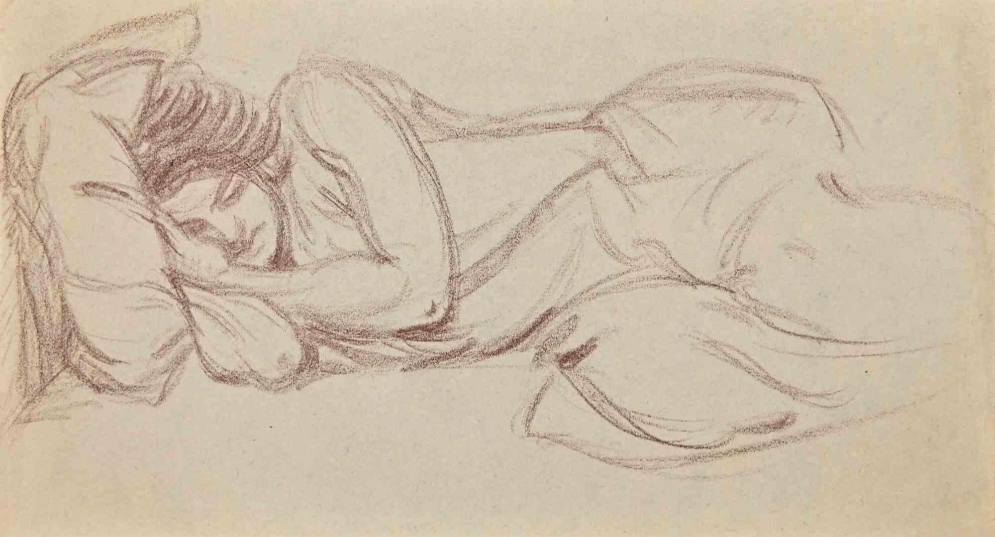 Il nudo sdraiato - Disegno originale - Inizio XX secolo