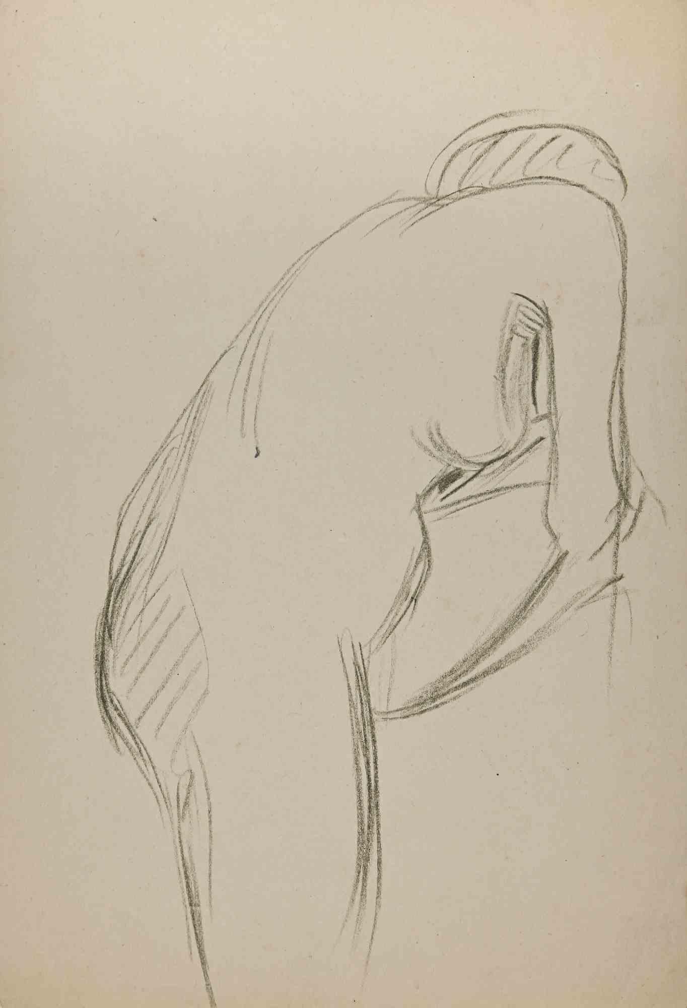 Unknown Figurative Art – Akt beim Posen - Originalzeichnung - Anfang des 20. Jahrhunderts
