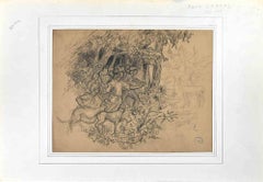 Into the Wood - Original Pencil Drawing By Maurice Chabas - Early 20th Century
