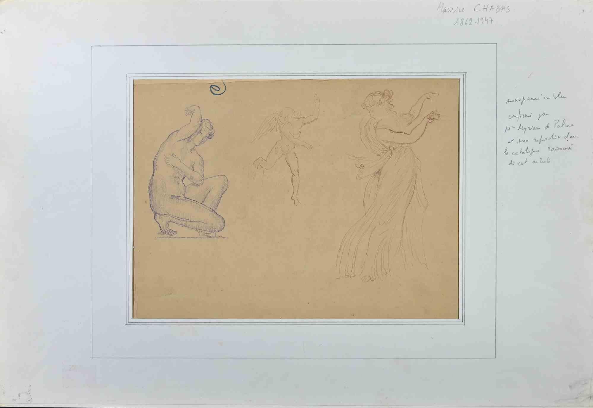 Figures is an Original Pencil Drawing realized by Maurice Chabas (1862-1947).

The artwork is in good condition.

Maurice Chabas (21 September 1862, Nantes – 11 December 1947, Versailles) was a French Symbolist painter. Chabas was a prolific artist,