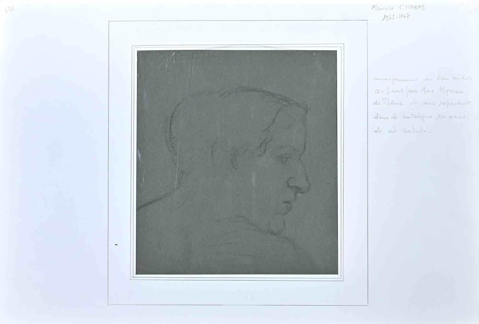 Portrait - Pencil Drawing By Maurice Chabas - Early 20th Century