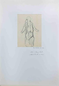 Figura - Disegno originale a matita di Paul Gavarni - Metà del XIX secolo
