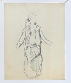 Figure - Original Pencil Drawing by Paul Gavarni - Mid 19th Century