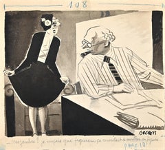 Les Jambes China - Original Drawing by Bernard Bécan - Mid-20th Century