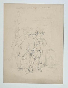 Antique Kids - Original Drawing by Alfred Grévin - Late-19 Century
