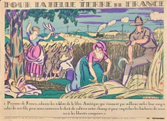 Pour la Belle Terre de France - Woodcut realized by Benito - Early 20th Century