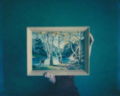 Into the Woods - Contemporary, Woman, Polaroid, Painting, Interior, Landscape