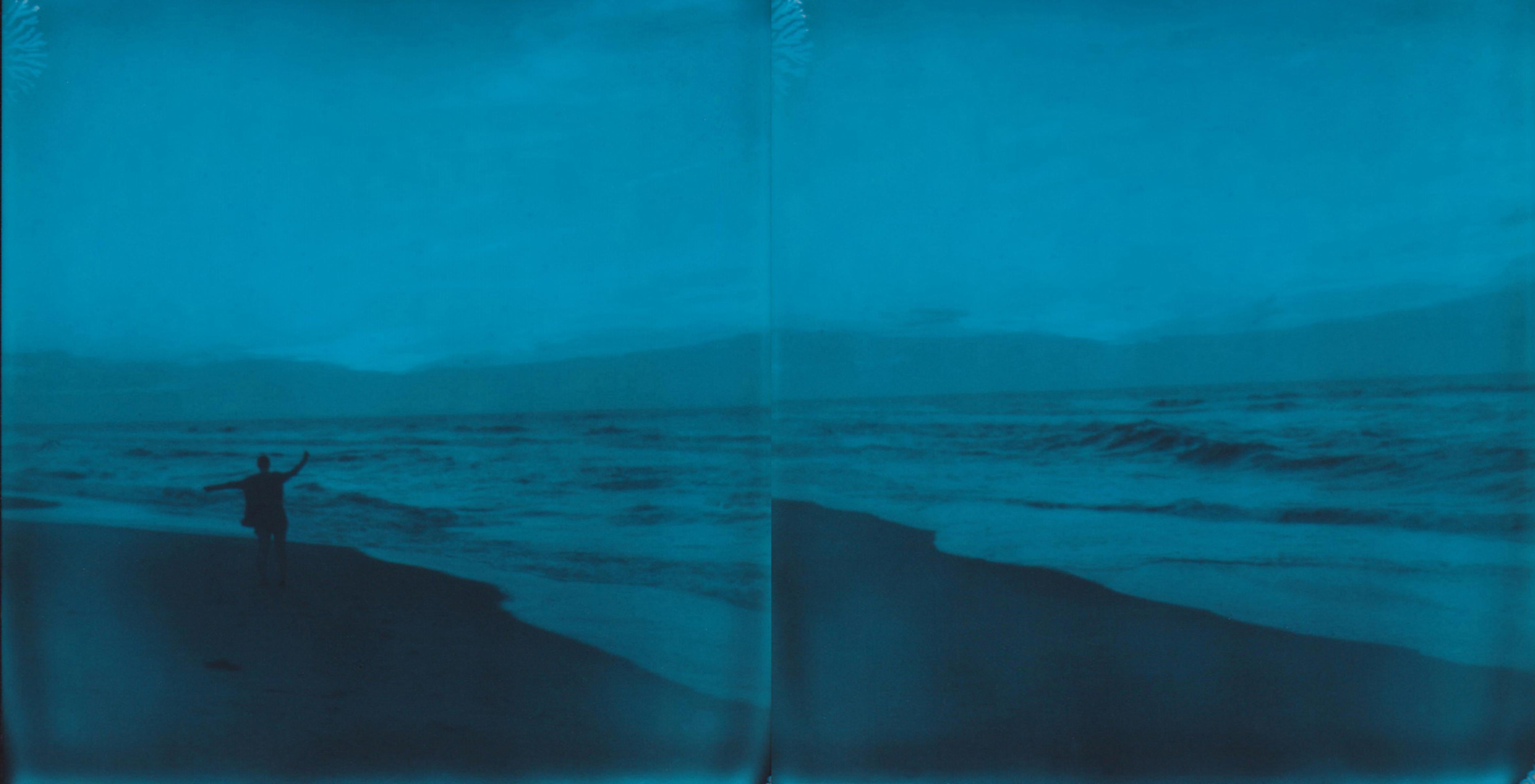 Lisa Toboz Landscape Photograph - At Dawn - Contemporary, Figurative, Woman, Landscape, Polaroid, Photograph, Blue