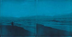 At Dawn - Contemporary, Figurative, Woman, Landscape, Polaroid, Photograph, Blue