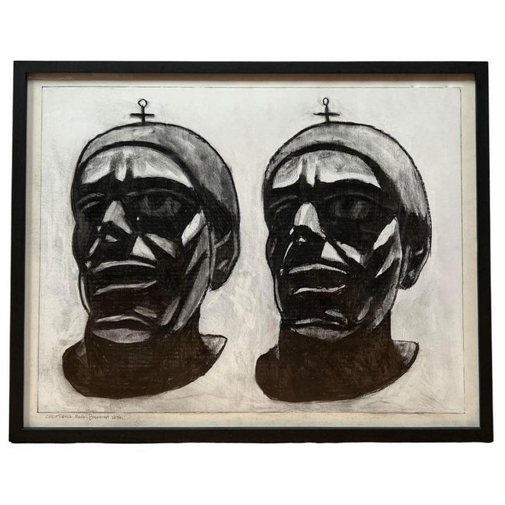 The representation of twins in art has always been fascinating due to their embodiment of the concept of duality and symmetry. They often evoke themes of identity, mirroring, and parallel existence. This oil painting on thick paper by Christopher