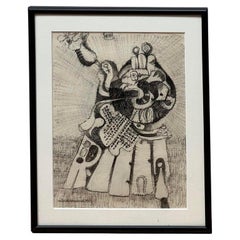 Vintage Whimsical Drawing By Michael Dormer 