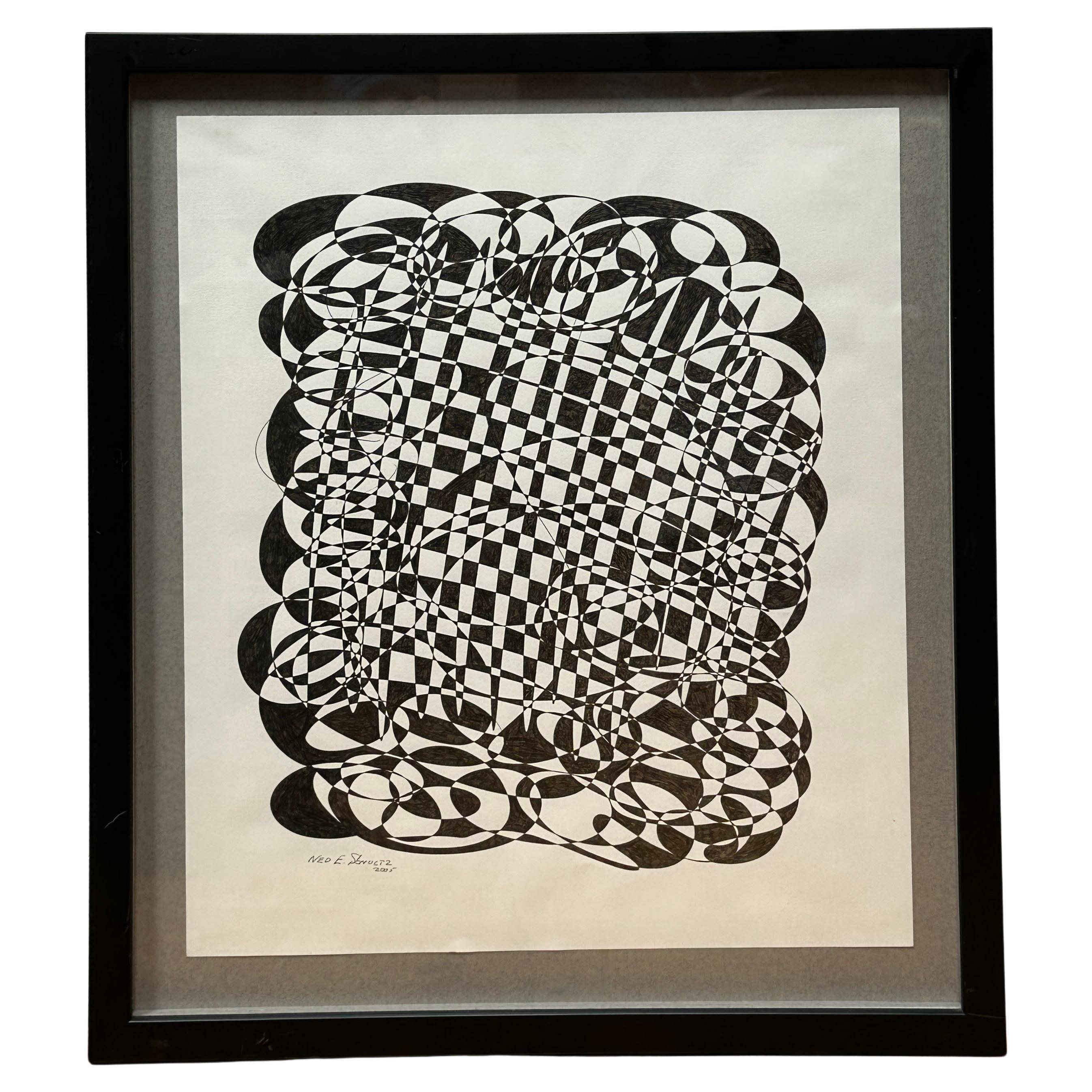 Unknown Abstract Drawing - Black and White Abstract by Ned Schultz