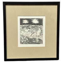 Modern Black and white Caricatural Lithograph by John Marx