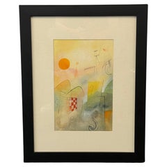 Antique "Summer" Surrealist Watercolor in the style of Paul Klee
