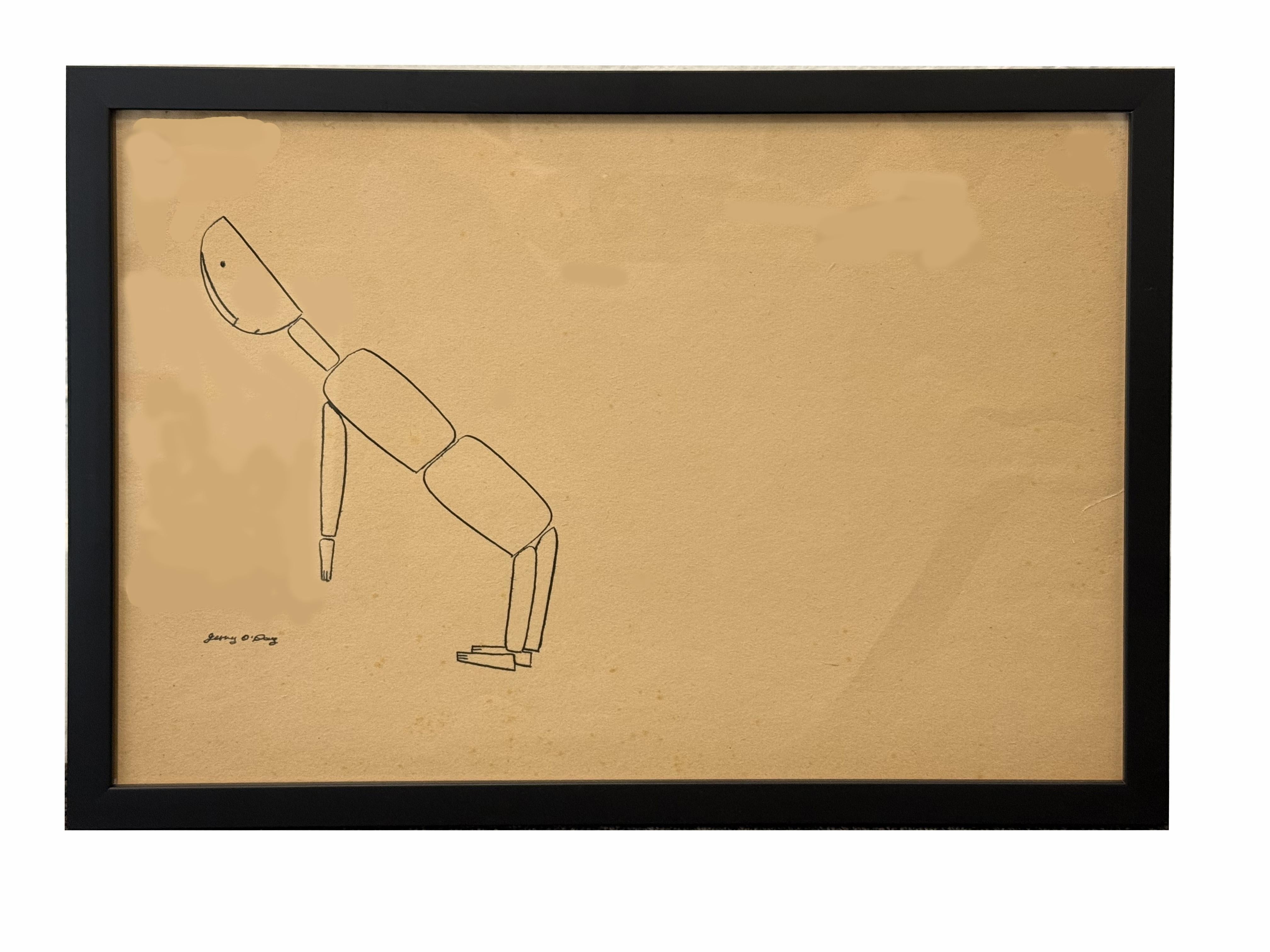 "Bending Woodman Toy" Encre sur papier, dessin de Jerry O
Day