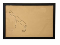 "Bending Woodman Toy" Ink on Paper, Drawing by Jerry O'Day