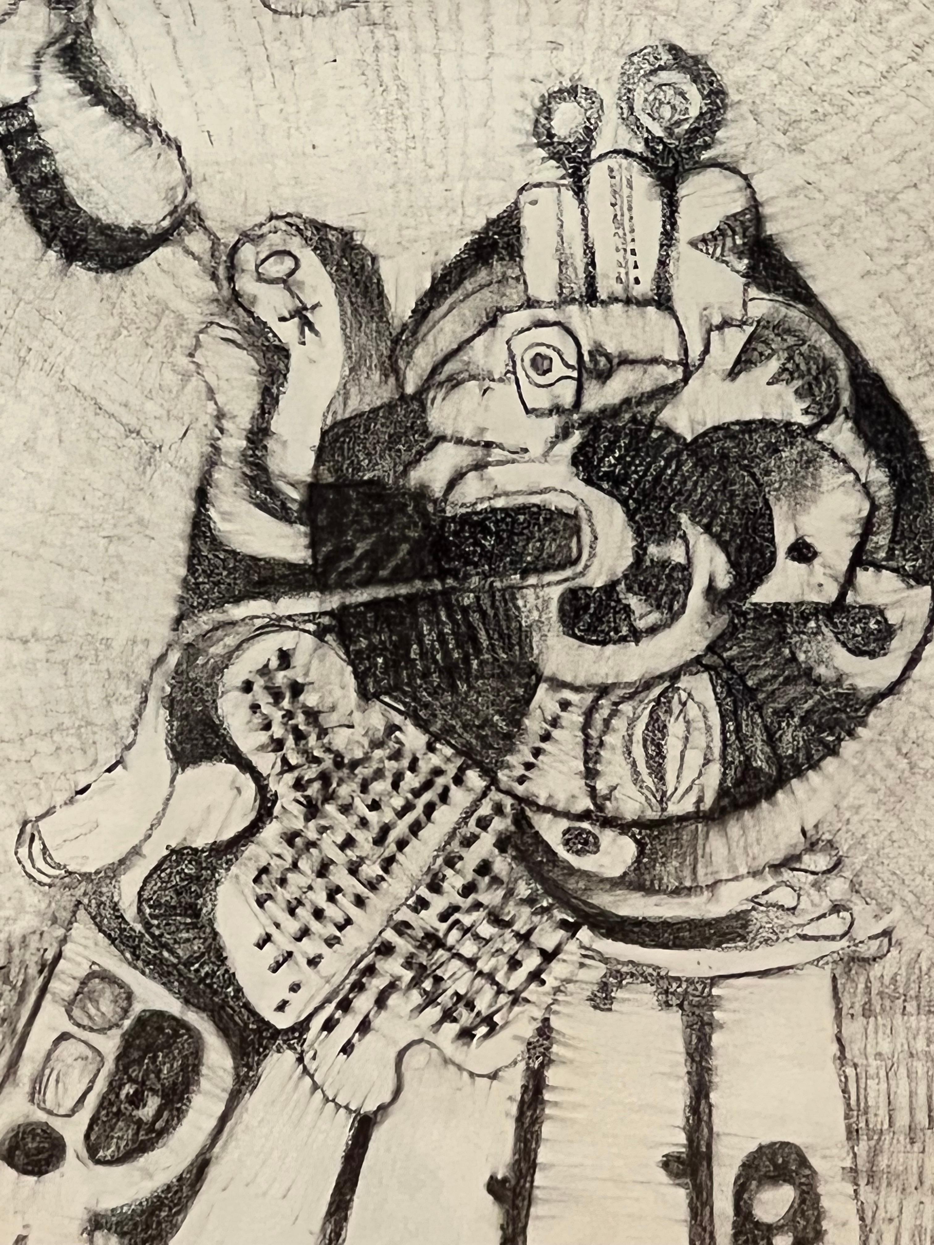 A whimsical, abstract drawing. Signed Michael Dormer, 1970.
Michael Dormer is a prolific Southern Californian artist. Highly influential in California surf culture and design aesthetic, Dormer is also known for his comic Hot curl and for creating