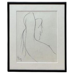 Nude Woman Profile Drawing by Radoczy