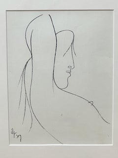 Nude Woman Profile Drawing by Radoczy