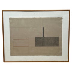 Abstract Minimalist Beige and Grey Block and Lines Drawing