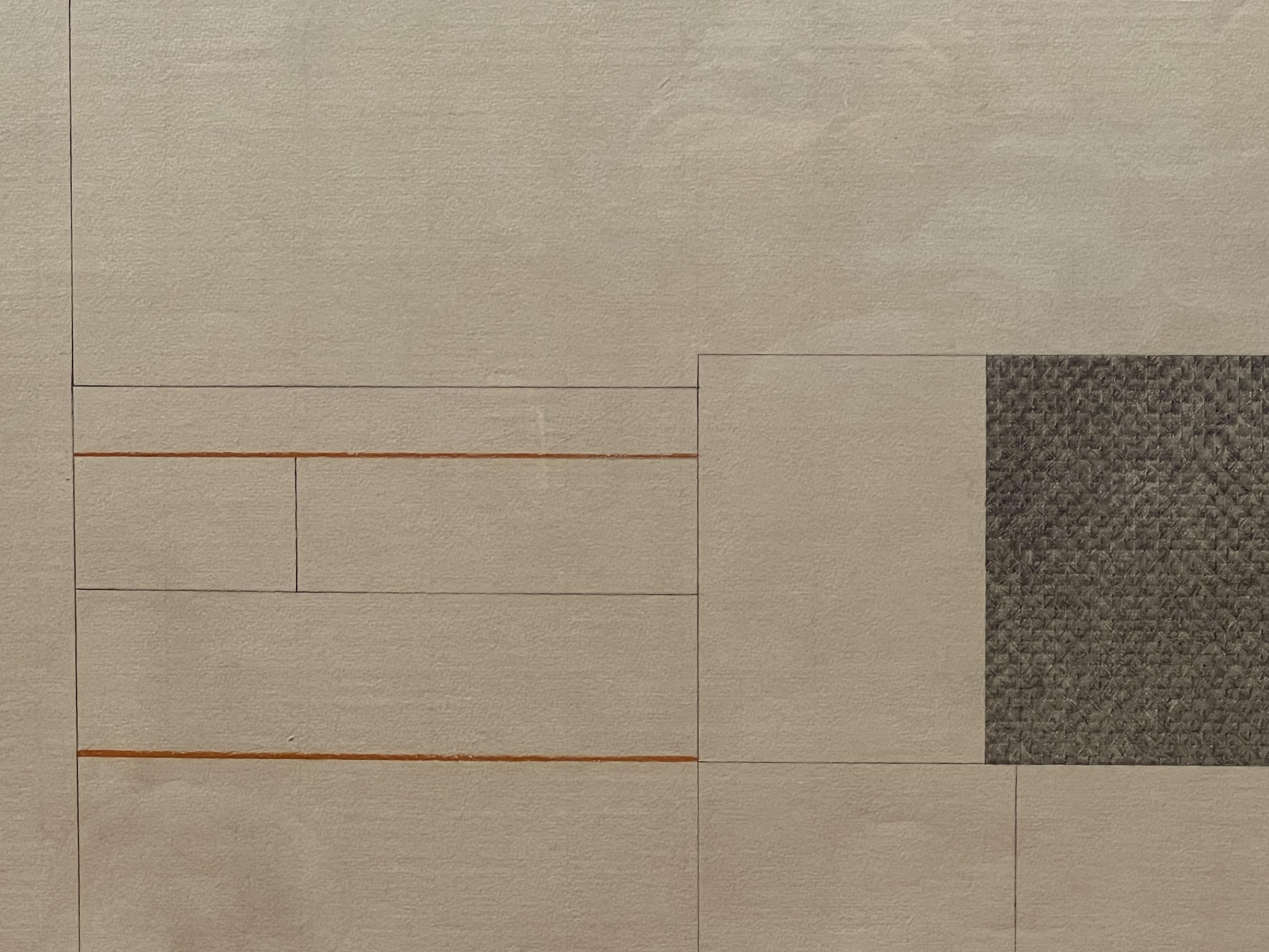 Abstract Minimalist Beige and Grey Block and Lines Drawing For Sale 1