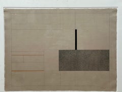 Abstract Minimalist Beige and Grey Block and Lines Drawing