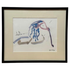 Vintage "Paddling Woman" Watercolor Minimalist Painting #1 by Christopher Paul Cobb