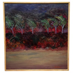 "Trees in a Raging Wildfire" Expressionist Landscape Oil Painting By Pat Berger