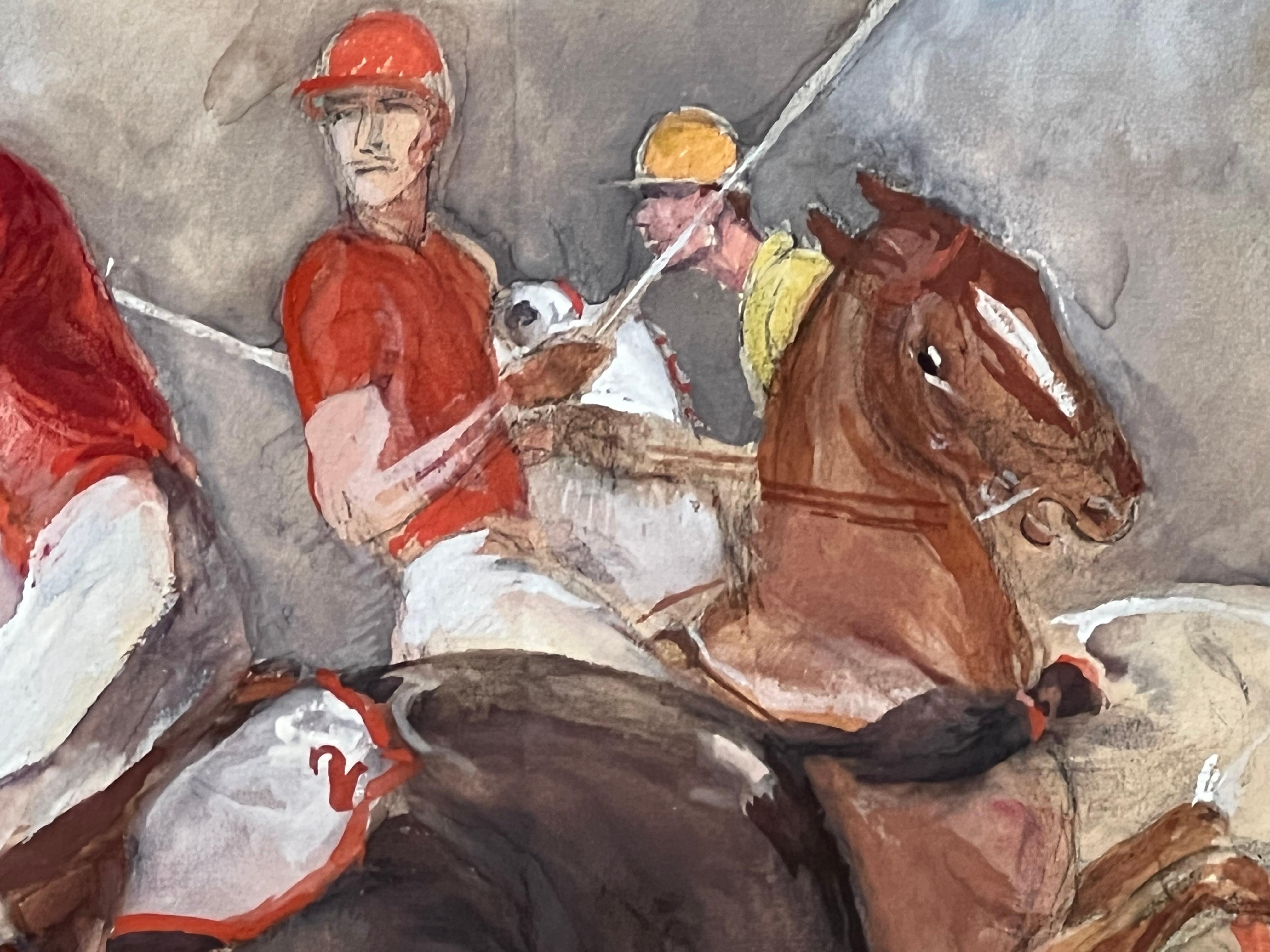 A Polo Match, Framed Watercolor by John W. Dunn- 1932 For Sale 5