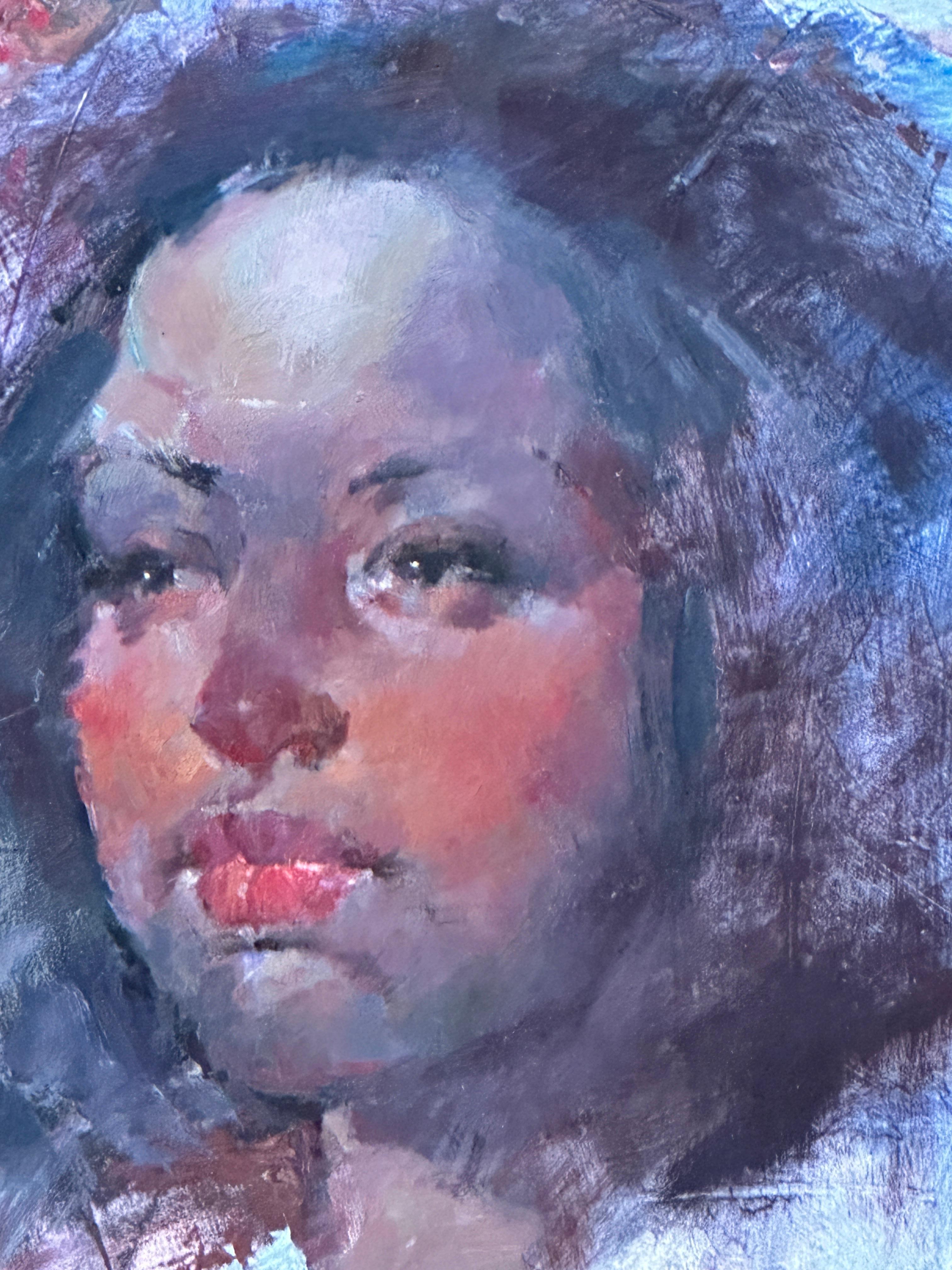 Black Girl Portrait - Gouache by Max Turner  For Sale 2