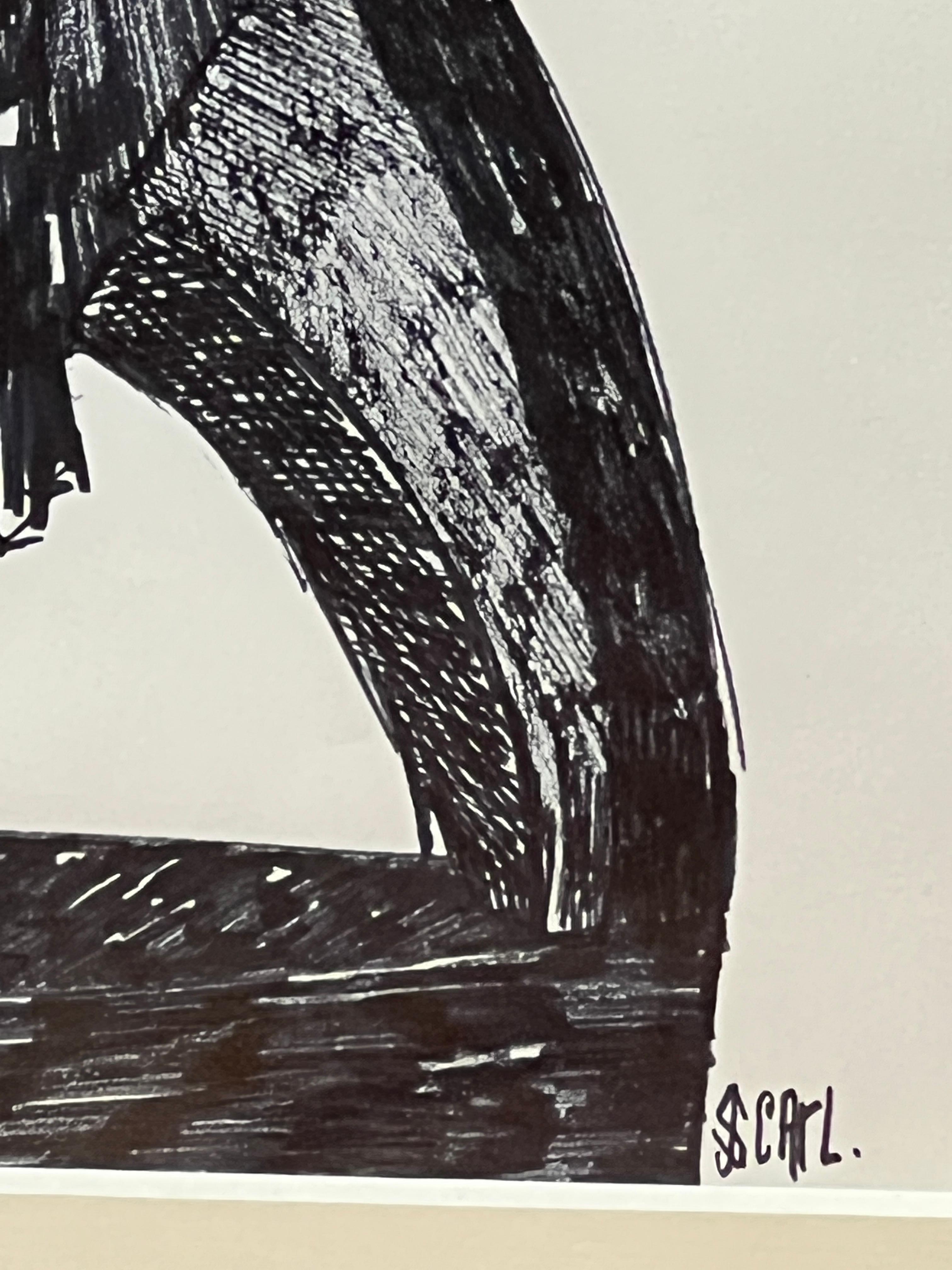 Abstrakte schwarz-weiße Zeichnung von Joan Strauss Carl im Angebot 5