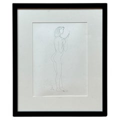 Nude Drawing of a Woman Blowing a Kiss by Albert Radoczy 