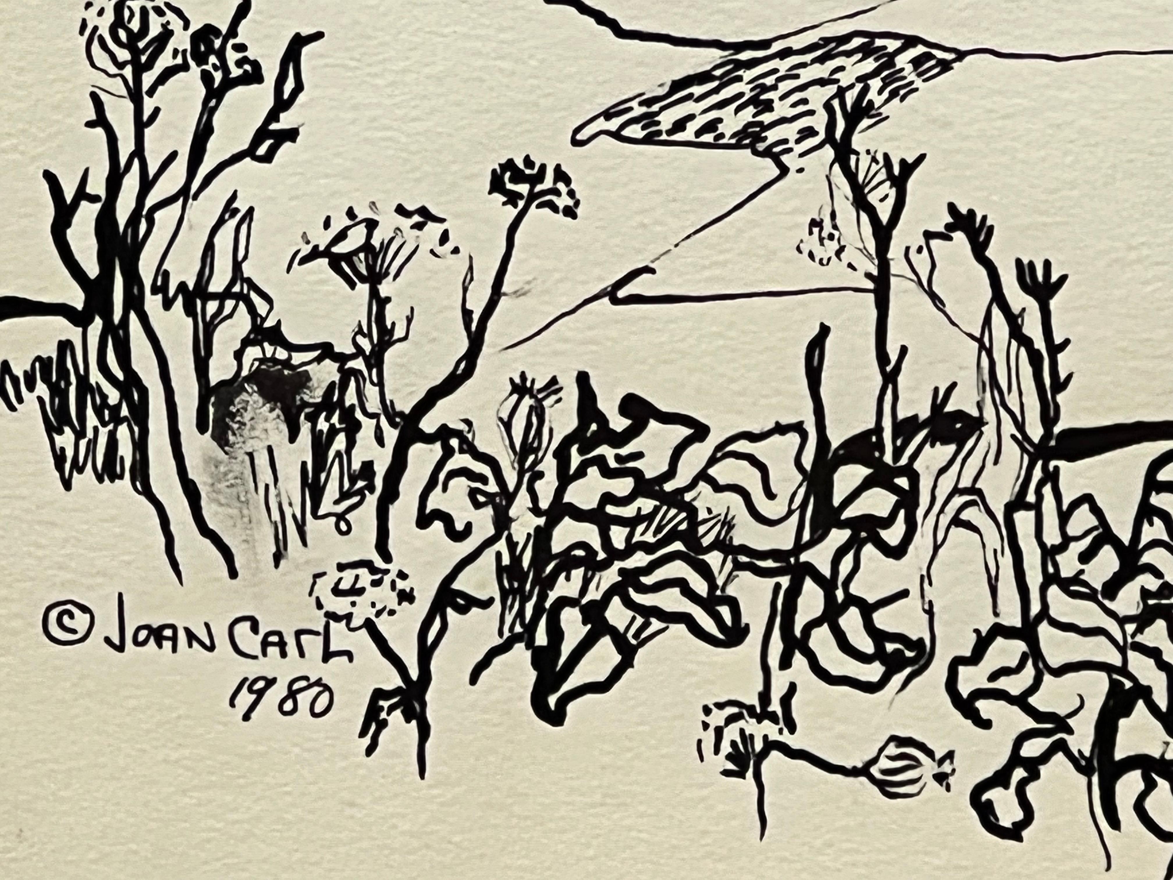 Black and White Ink Landscape Drawing By Joan Carl Strauss 3
