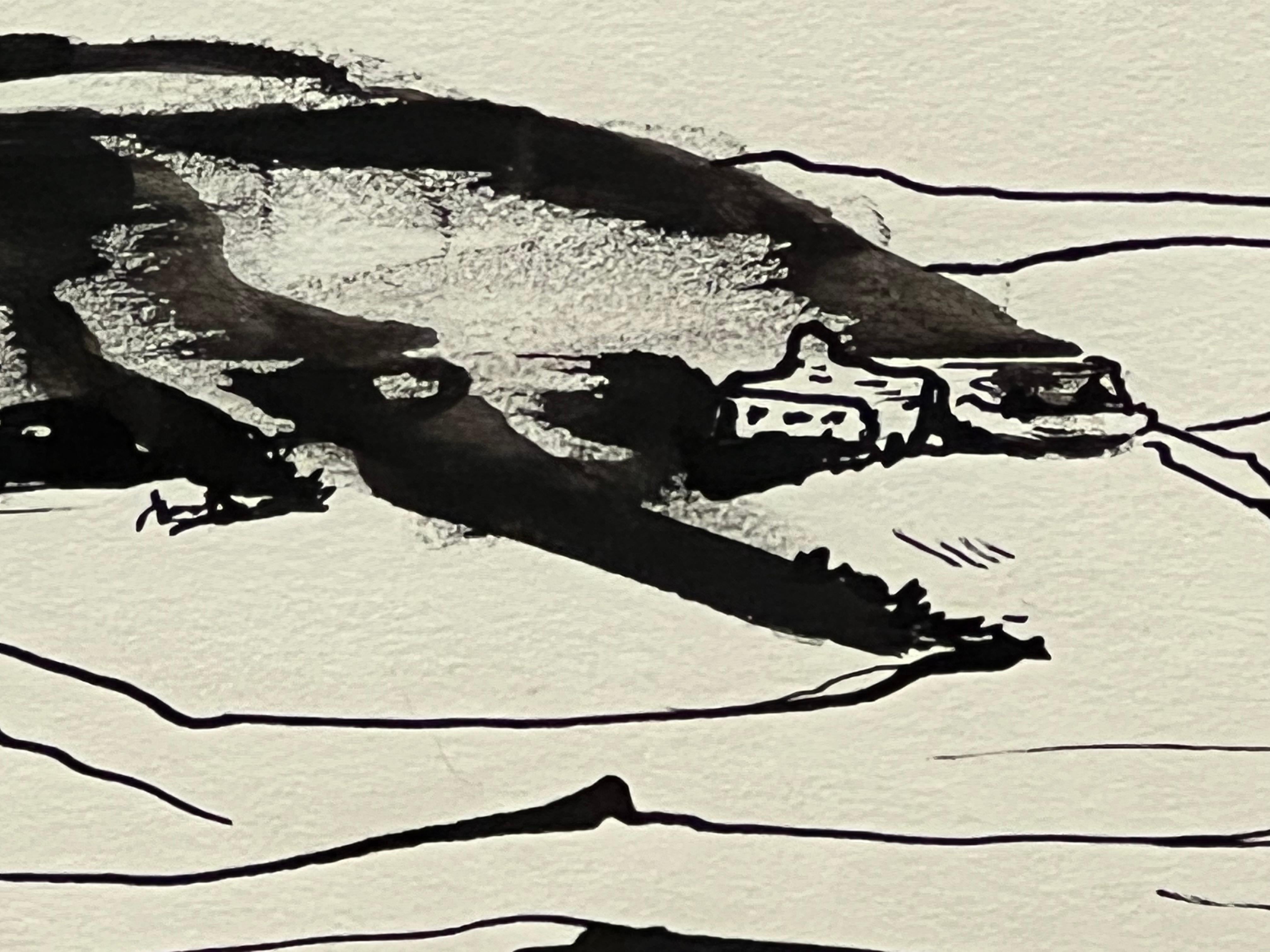 Black and White Ink Landscape Drawing By Joan Carl Strauss 5