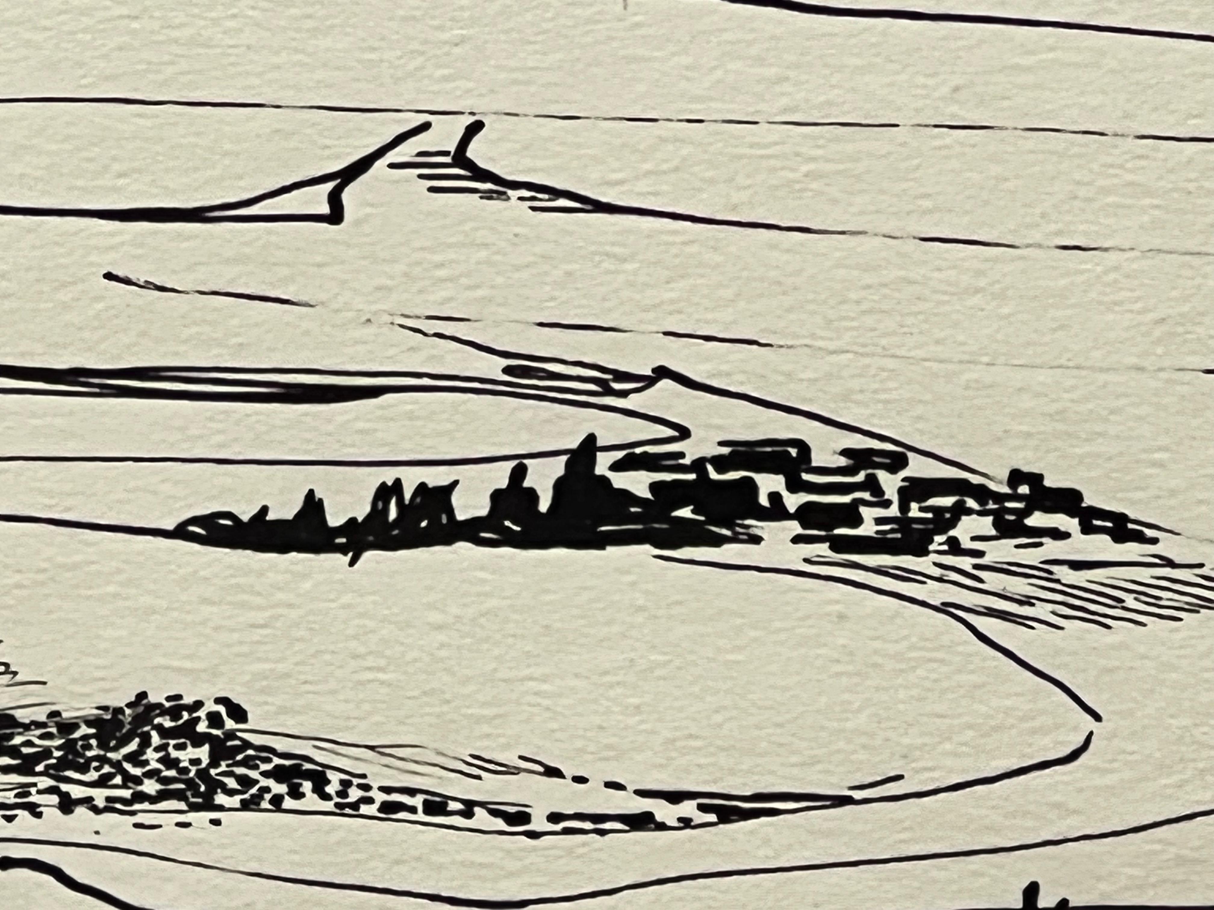 Black and White Ink Landscape Drawing By Joan Carl Strauss 6