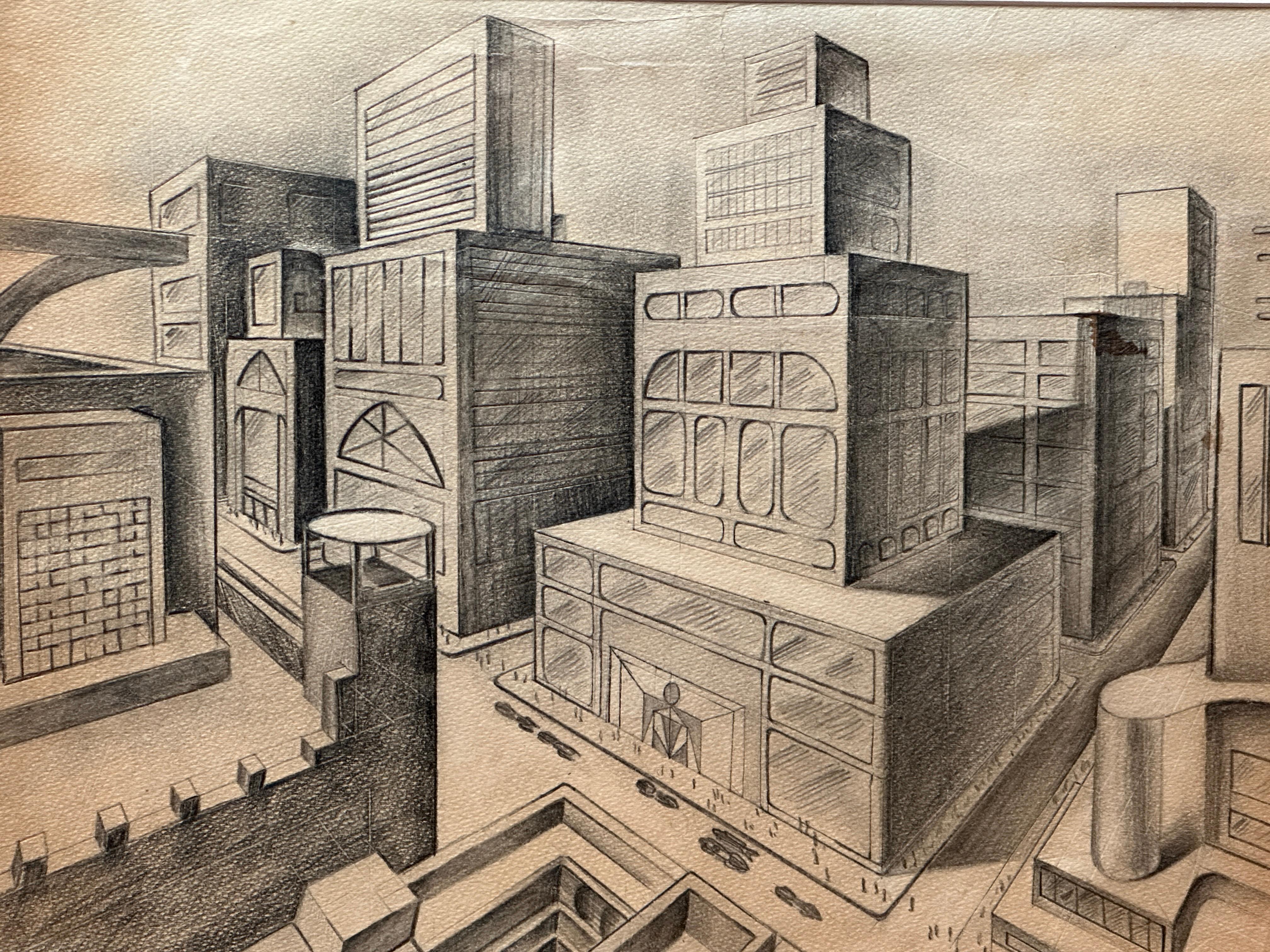 Futuristische Zeichnung von Anne Johnston – Art von Unknown
