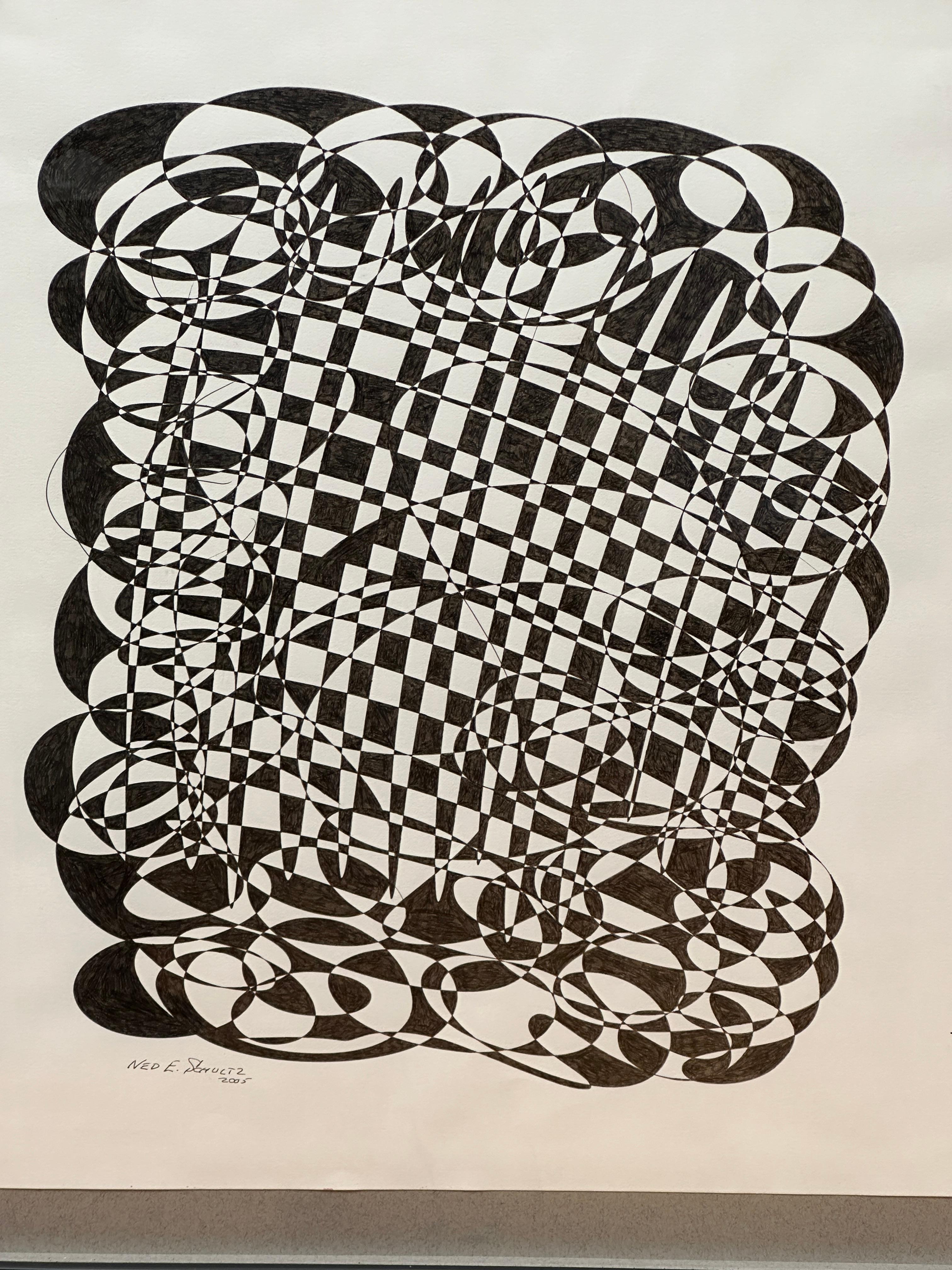 Abstraktes Schwarz-Weiß-Schwarz-Weiß von Ned Schultz – Art von Unknown