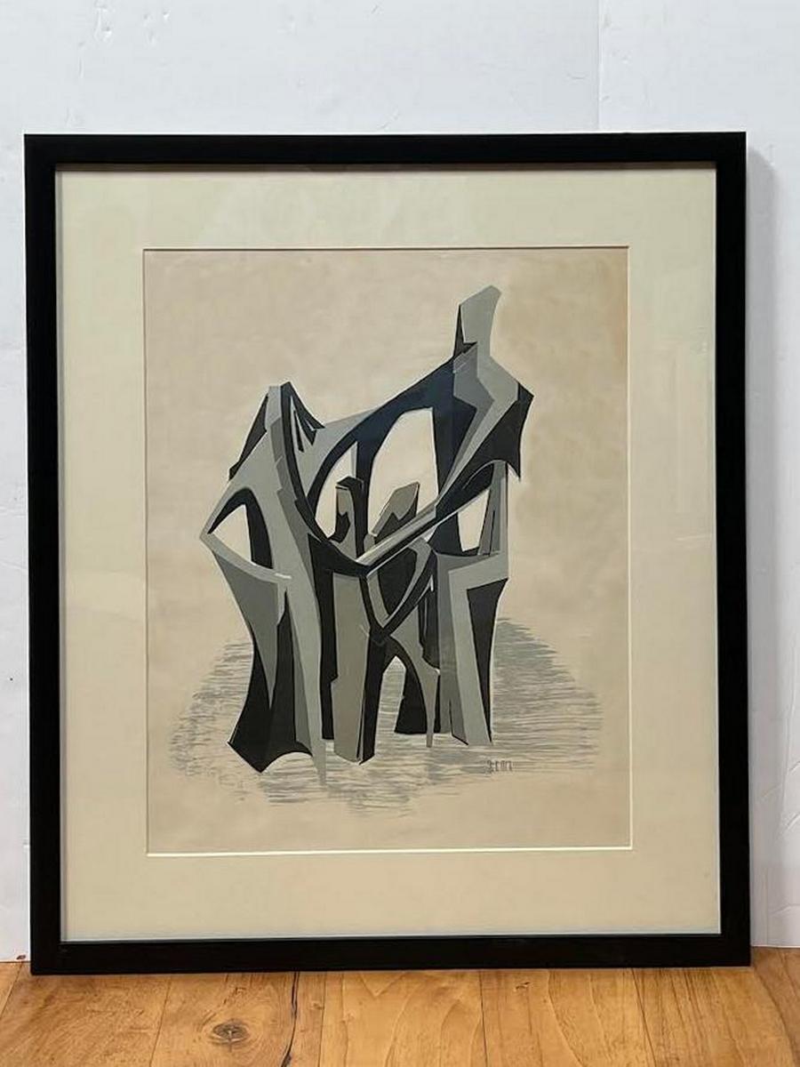 Postmodernes Aquarell „Familien Tanz“ von Joan Carl Strauss 6