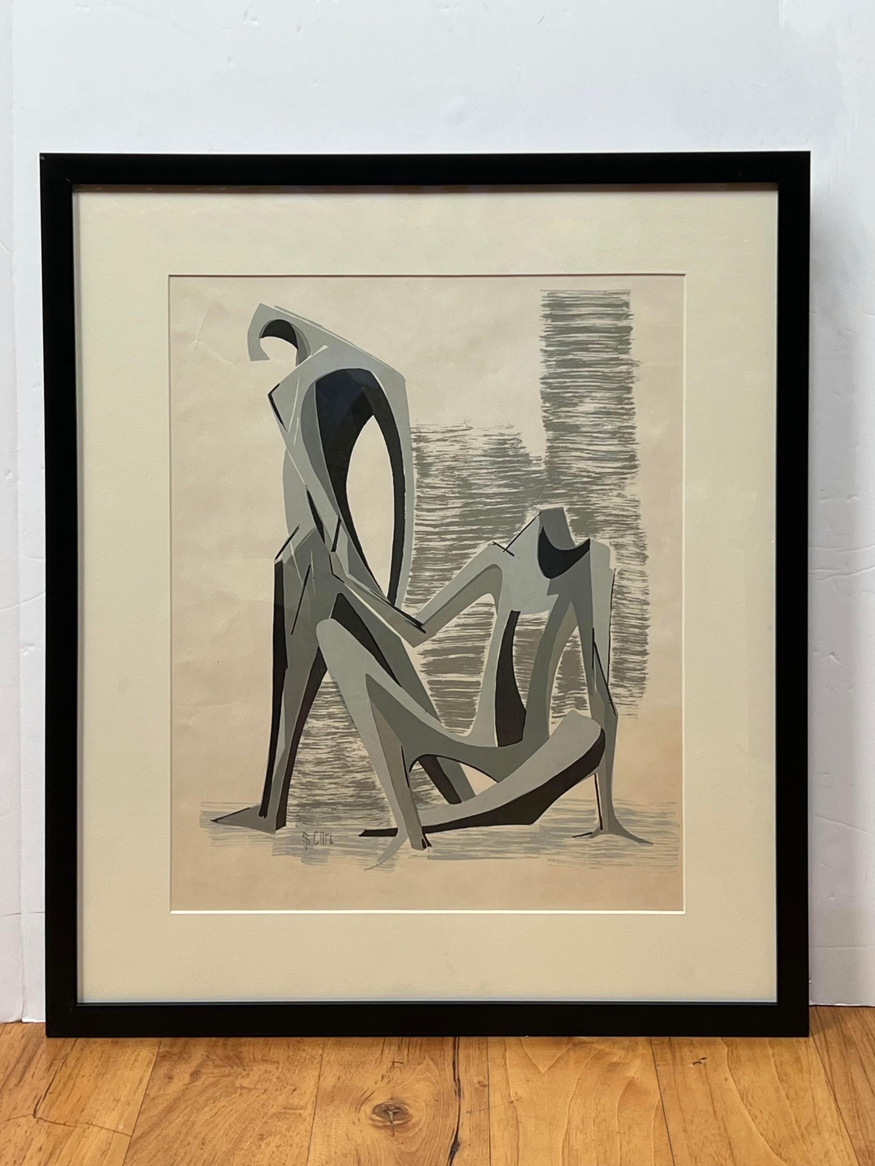 Postmodernes Aquarell „Familien Tanz“ von Joan Carl Strauss 7